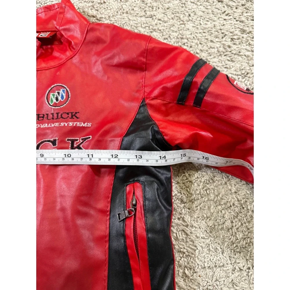 Buick Racing Jacket‎ Kids Red Black Moto Biker Faux Leather Patch Vintage S/M
